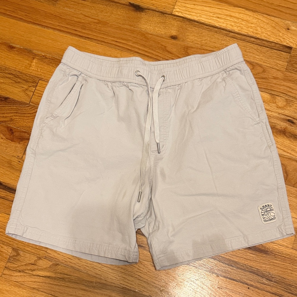 Coast Shorts Medium Men's Light Gray Athletic Drawstring Shorts with Logo Patch
